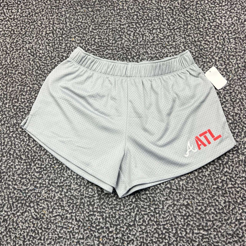 Atlanta Braves MLB Shorts Women Medium Gray Mesh Logo Athletic New M
